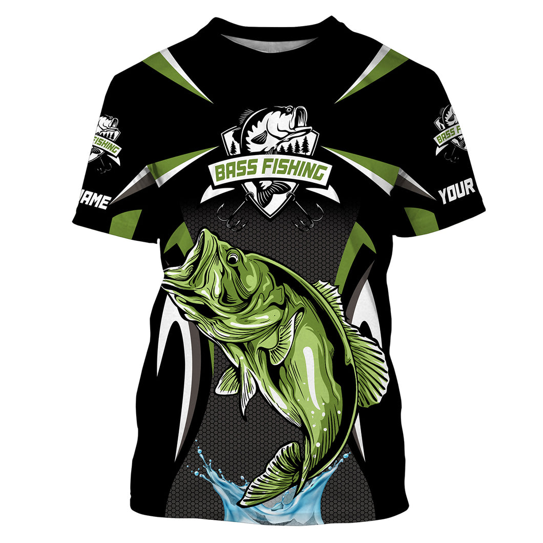 Green Bass Fishing personalized Bass Fishing tattoo Customize Name All-over Print Unisex fishing T-shirt HVFS029