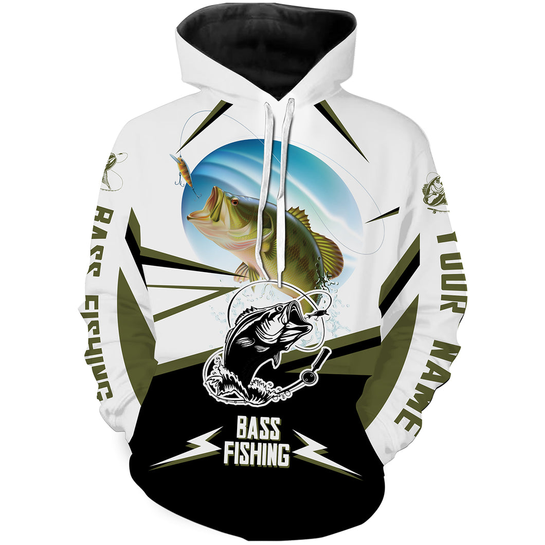 Bass Fishing shirt customize name, personalized Bass Fishing tatoo 3D All Over Printed fishing hoodie HVFS018