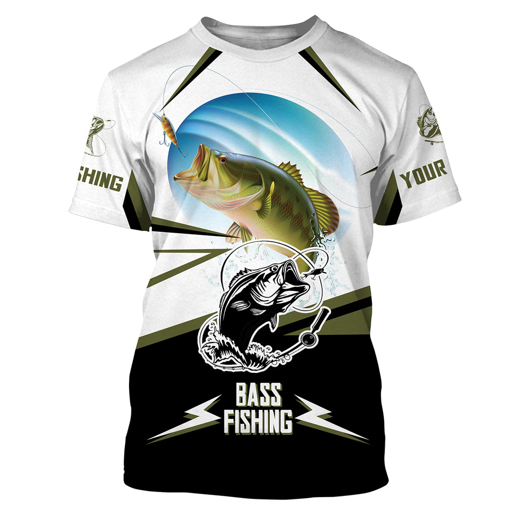 Bass Fishing shirt customize name, personalized Bass Fishing tatoo All-over Print Unisex fishing T-shirt HVFS018