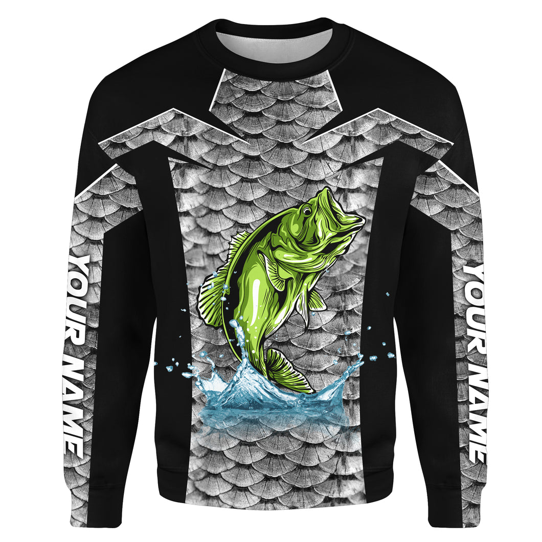 Personalized Bass Fishing jerseys, Bass Fishing scales Custom Name 3D All Over Printed Shirts, Gifts for Fisherman | Sweatshirt - TTN37