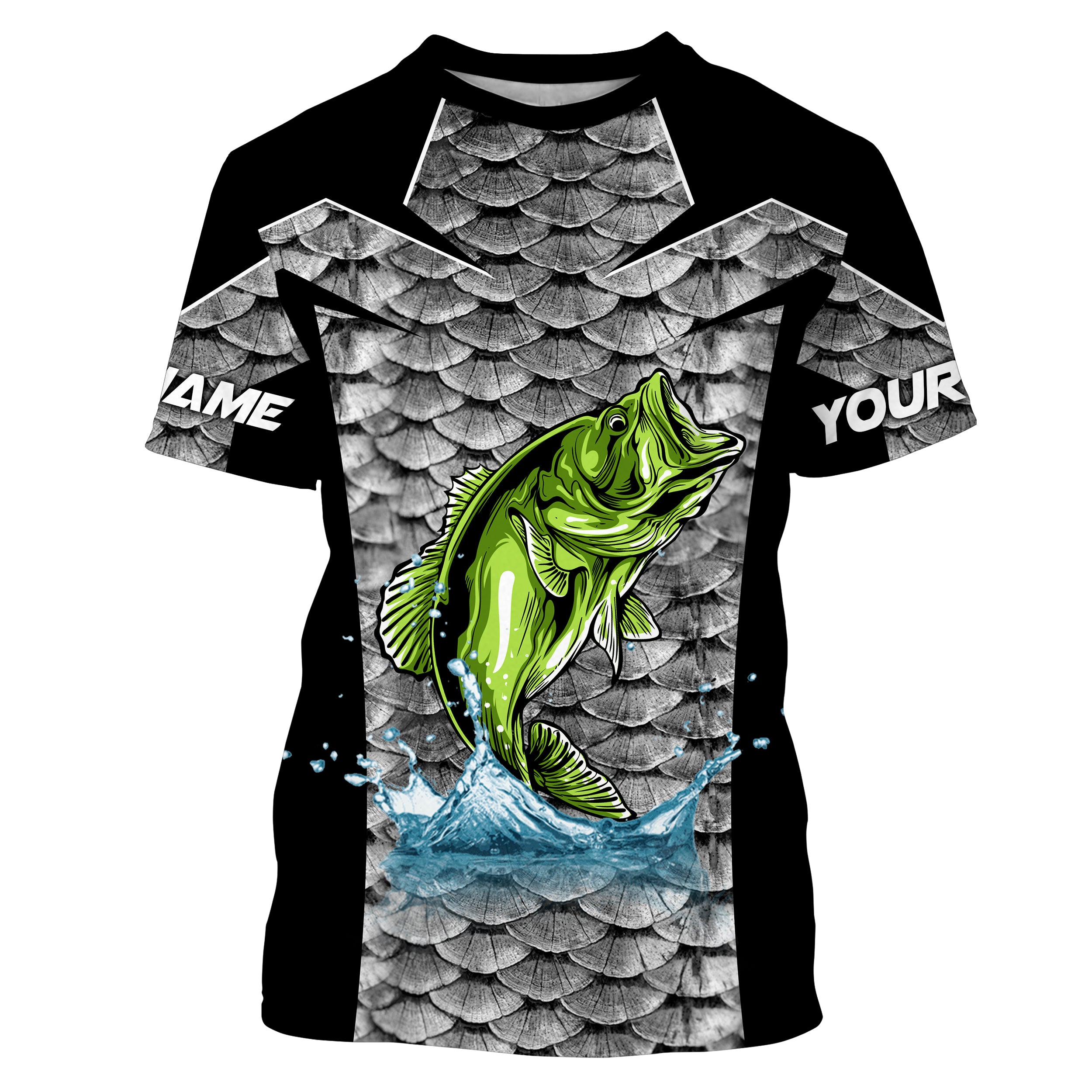 Personalized Bass Fishing jerseys, Bass Fishing scales Custom Name 3D All Over Printed Shirts, Gifts for Fisherman | Tshirt - TTN37