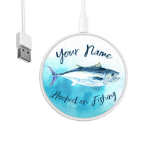 Load image into Gallery viewer, Tuna fishing custom name hooked on fishing personalized gift Wireless Charger
