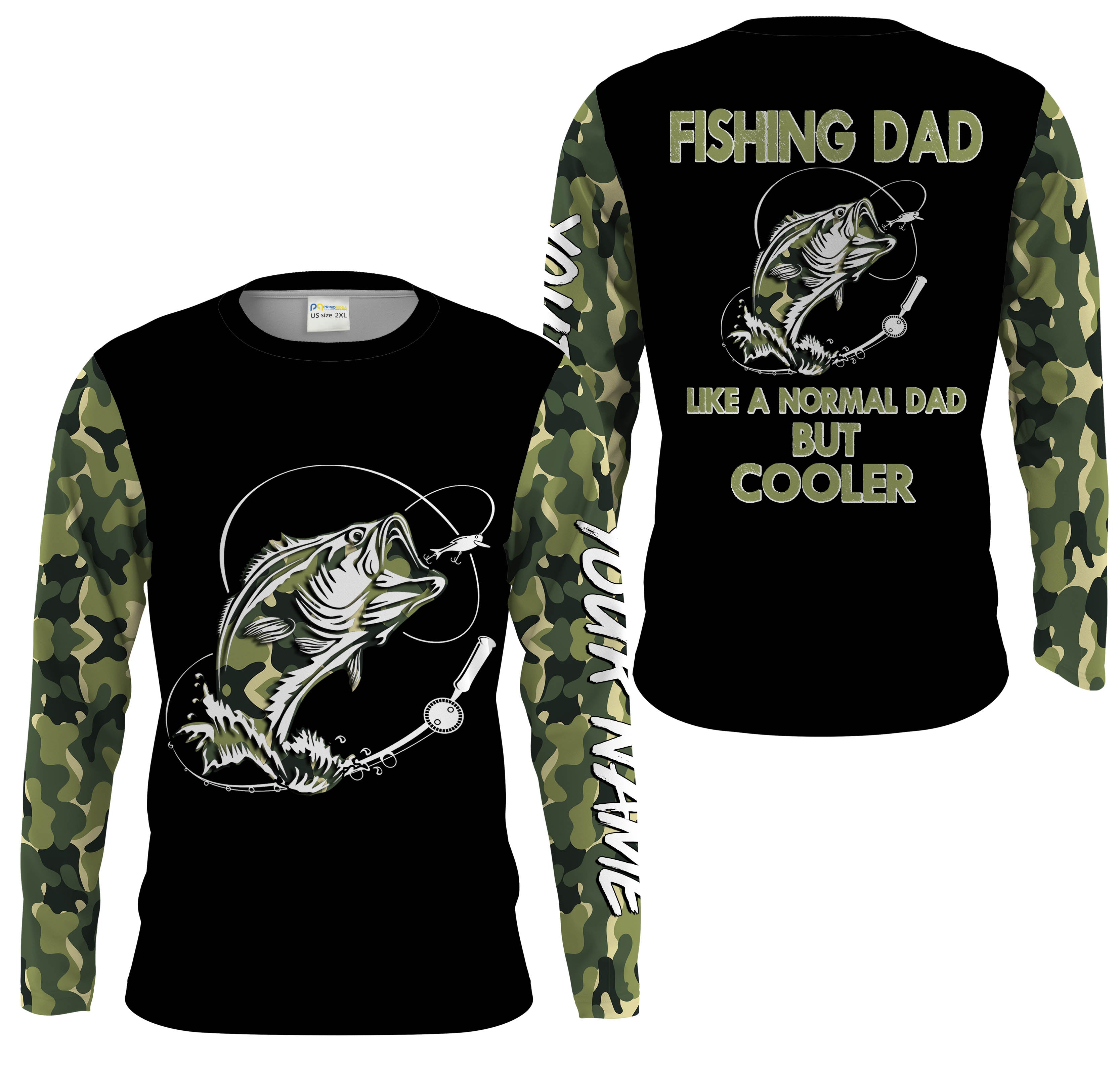 Bass Fishing Dad Like A Normal Dad But Cooler camo Custom long sleeves fishing shirt NPQ112