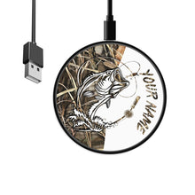 Load image into Gallery viewer, Bass fishing tattoo custom name personalized gift Wireless Charger
