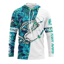 Load image into Gallery viewer, Personalized Bass Fishing Shirts Tropical leaves pattern, Bass Performance Fishing  Shirts IPHW2317
