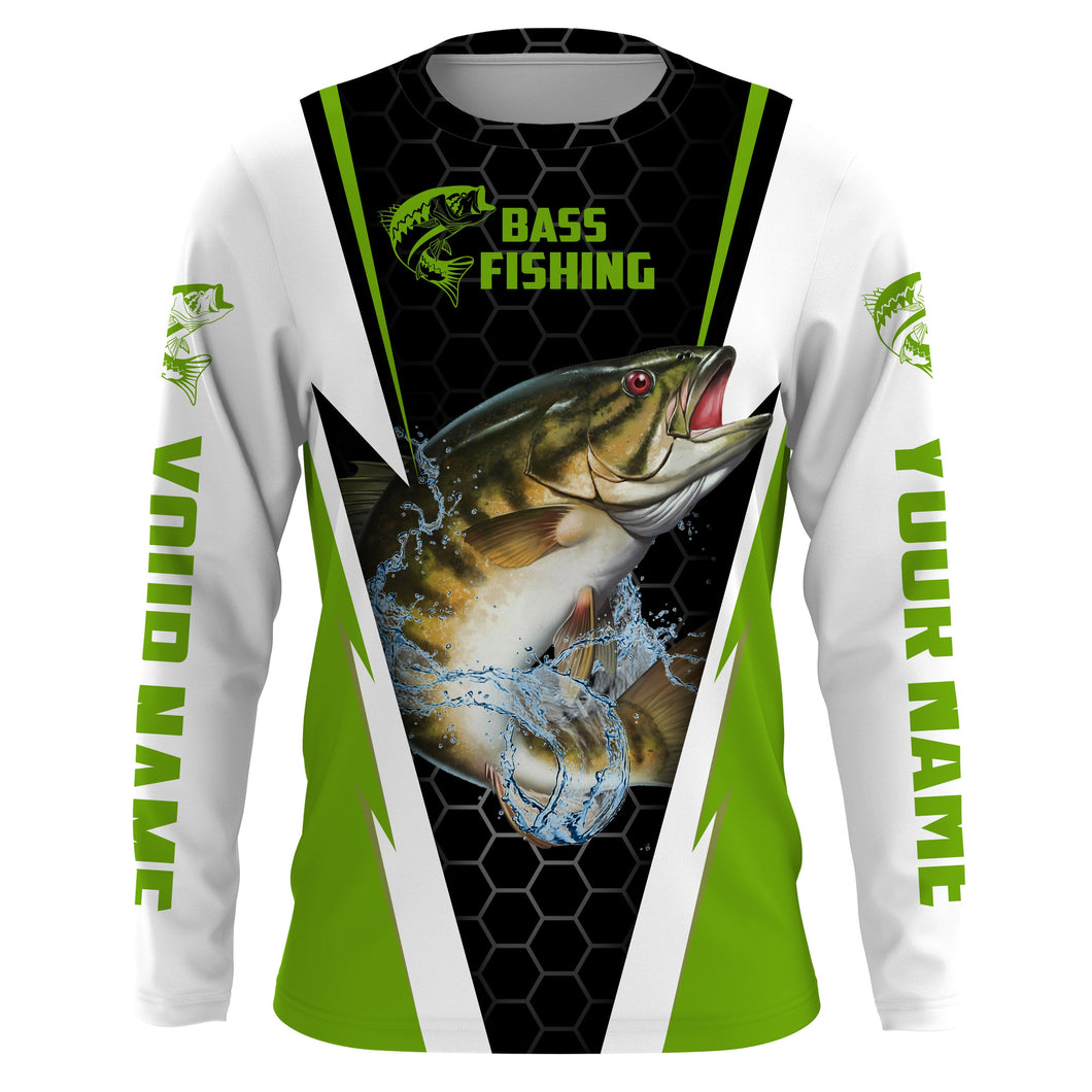 Personalized Smallmouth Bass performance Fishing Shirts, Bass Fishing jerseys | green IPHW2398