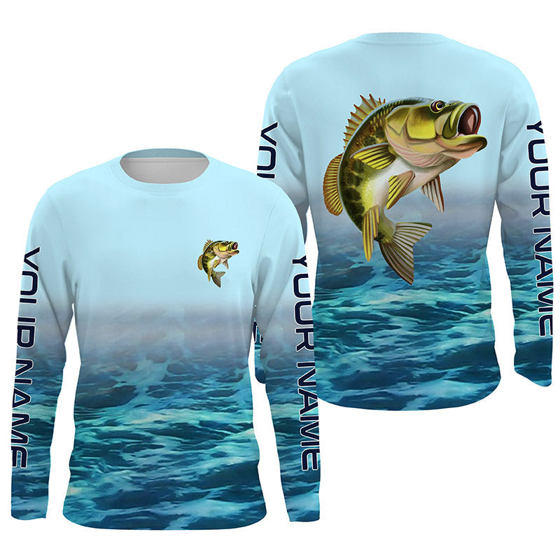Personalized Largemouth Bass Fishing Long Sleeve Fishing Shirts, Bass Tournament Fishing Shirts IPHW4162