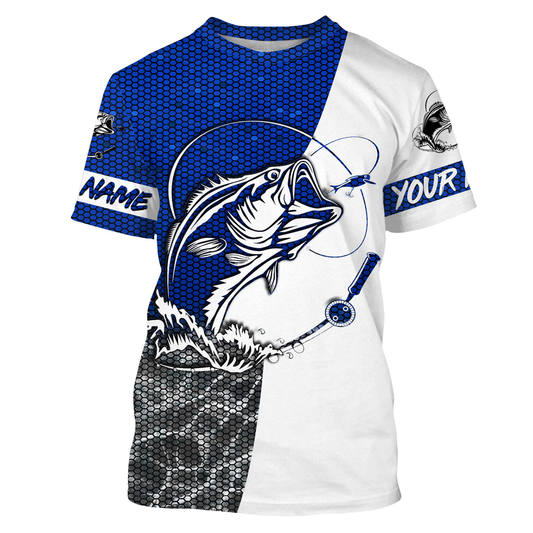 Personalized Bass Fishing jerseys, Bass tournament Fishing T Shirts | blue IPHW1697