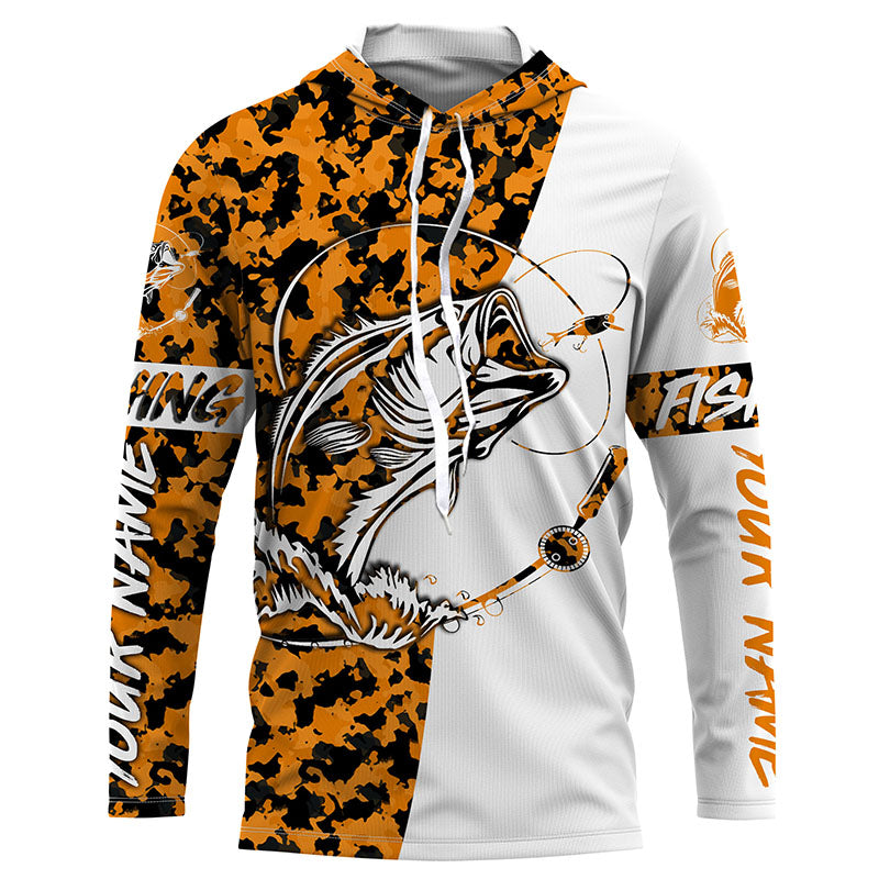 Personalized orange camo Bass Fishing Shirts, Halloween Bass fishing gifts IPHW3411