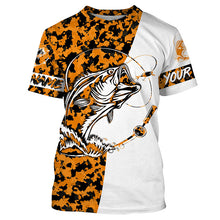 Load image into Gallery viewer, Personalized orange camo Bass Fishing Shirts, Halloween Bass fishing gifts IPHW3411
