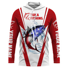 Load image into Gallery viewer, Tuna Fishing American Flag Custom Fishing Shirts, Patriotic Fishing gifts Fishing jerseys | red IPHW1702
