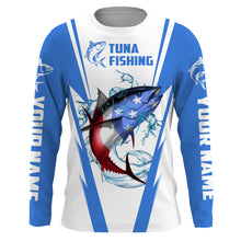 Load image into Gallery viewer, Tuna Fishing American Flag Custom Fishing Shirts, Patriotic Fishing gifts Fishing jerseys | blue IPHW1703
