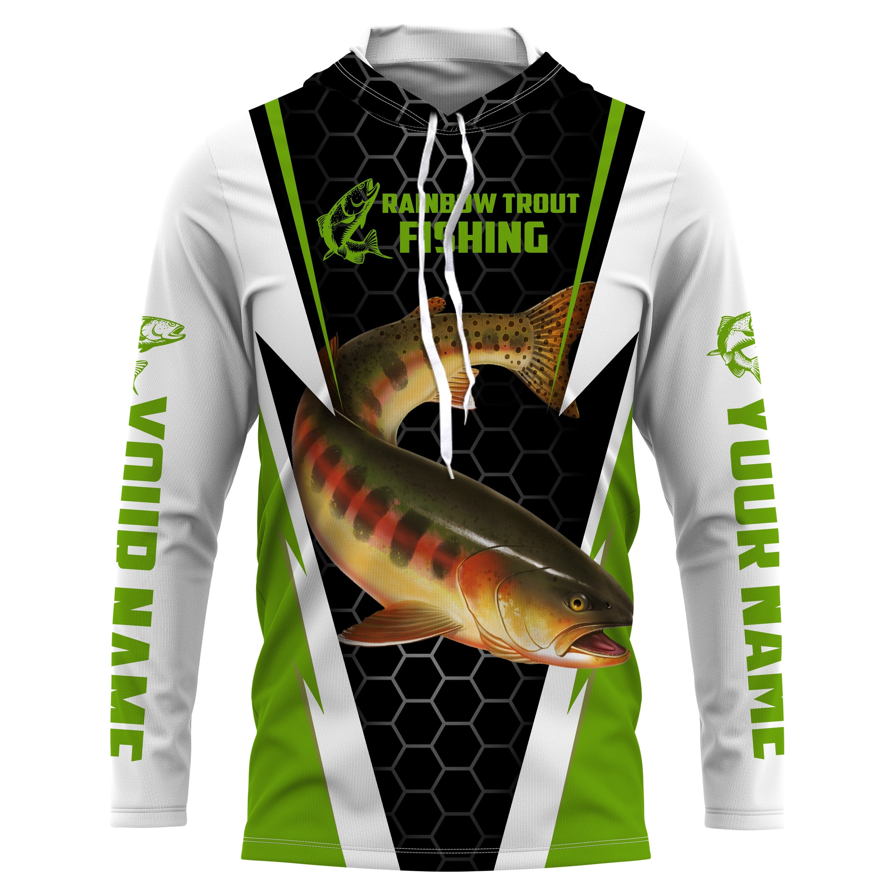 Custom Rainbow Trout Fishing jerseys, Trout Long Sleeves tournament Fishing Shirts | green IPHW2806