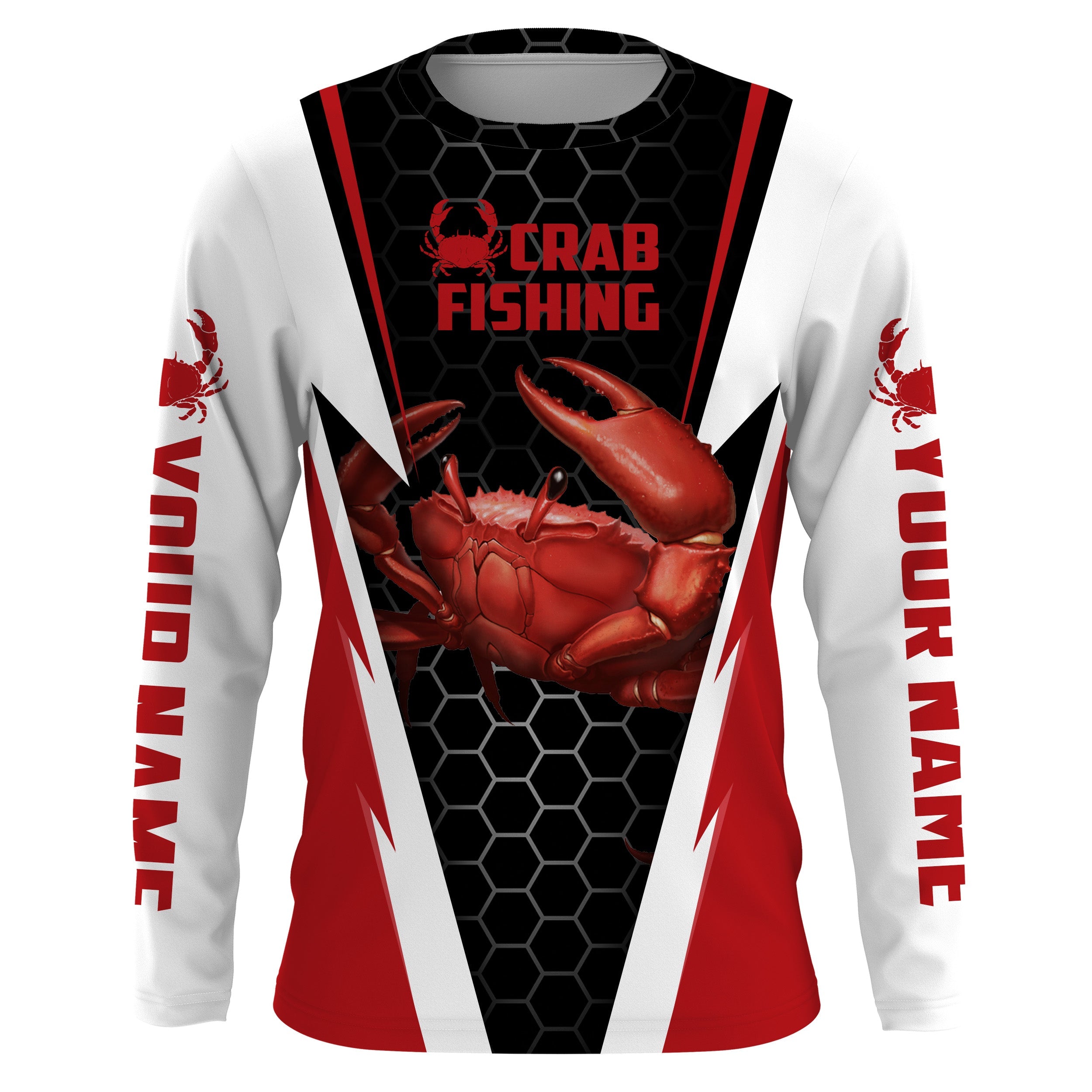 Crab Fishing Custom Long Sleeve performance Fishing Shirts, Crab Fishing jerseys | red IPHW2808