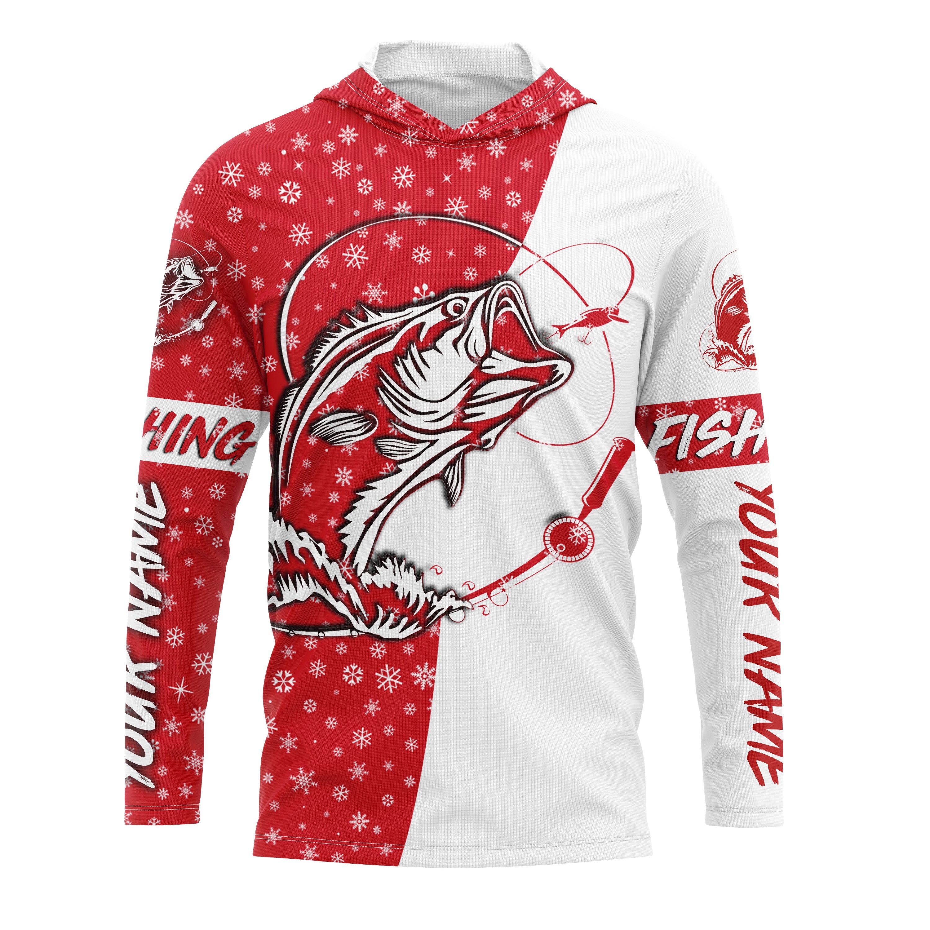 Bass Fishing Christmas Custom Long Sleeve Fishing Shirts, Bass Fishing Christmas gifts IPHW1711