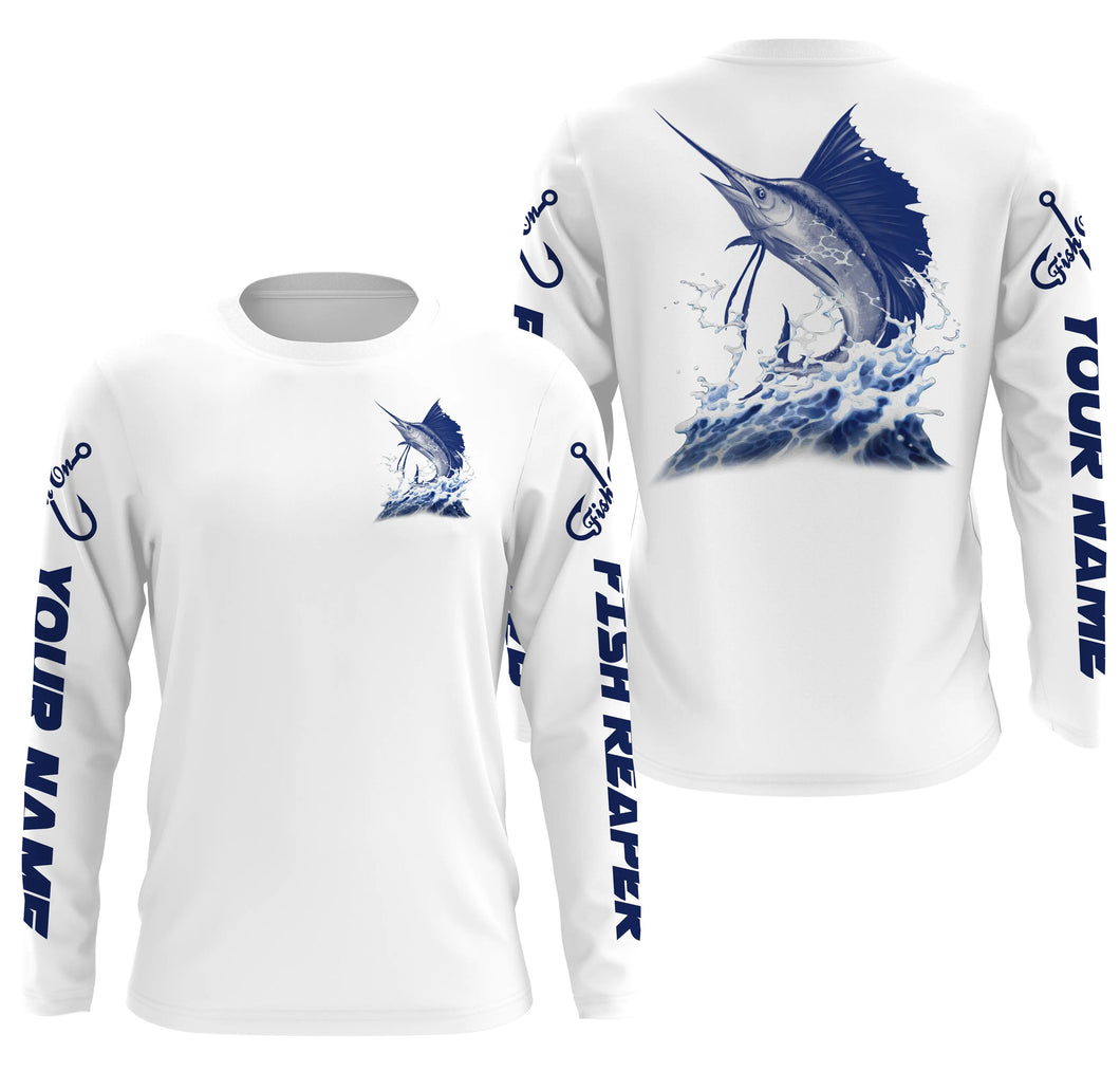 Sailfish Saltwater Fishing Shirts, Customize Name And Boat Name Sailfish Fishing Jerseys IPHW3804