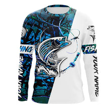 Load image into Gallery viewer, Custom Striped Bass Long Sleeve Fishing Shirts, Striper Bass Shirt Fishing Jerseys | Blue Camo IPHW3952
