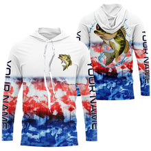 Load image into Gallery viewer, Red, White, Blue Camo Custom Bass Fishing Jerseys, Patriotic Bass Long Sleeve Fishing Shirts IPHW4220
