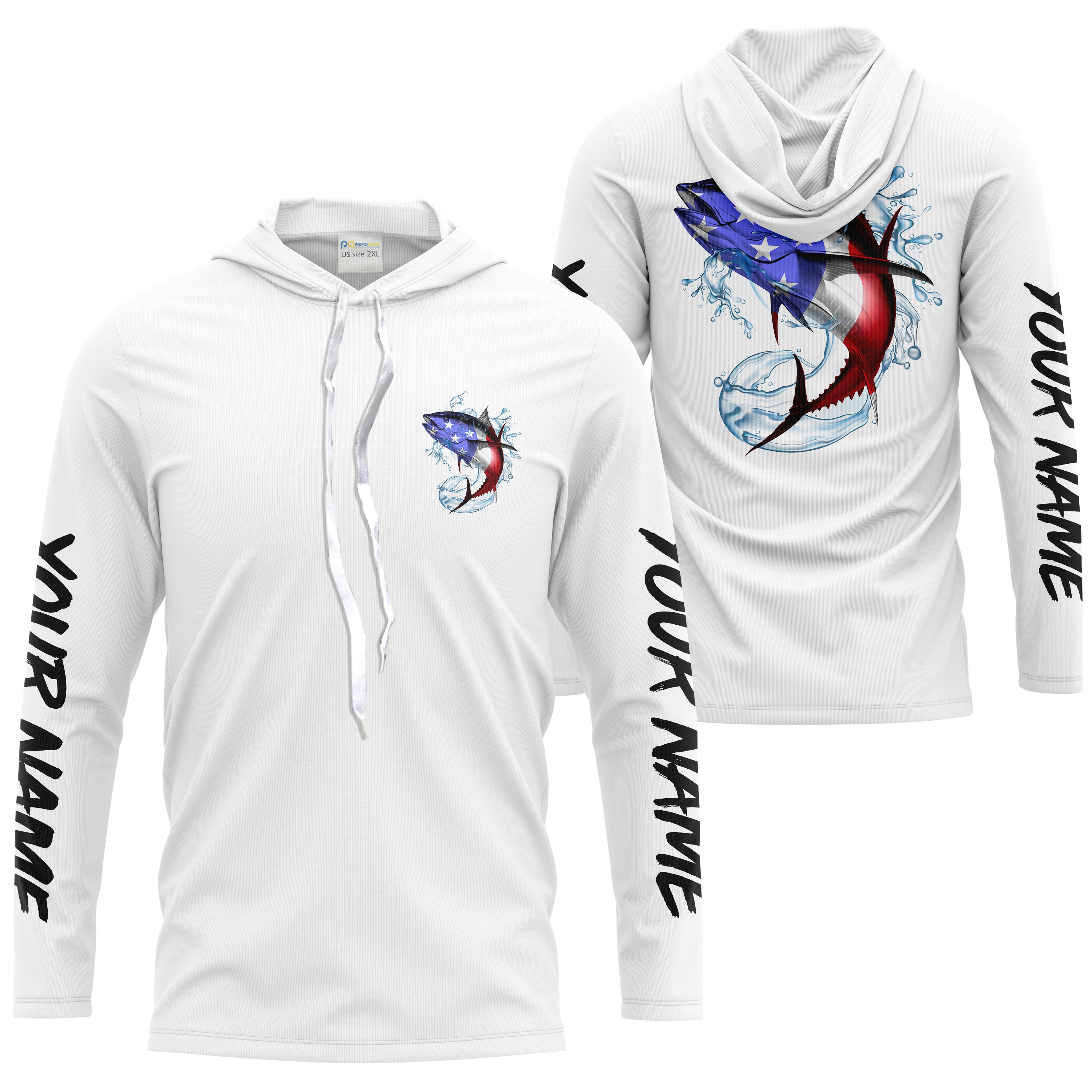 Tuna Fishing American Flag Custom performance Long Sleeve Fishing Shirts, Patriotic Fishing gifts - HPW161