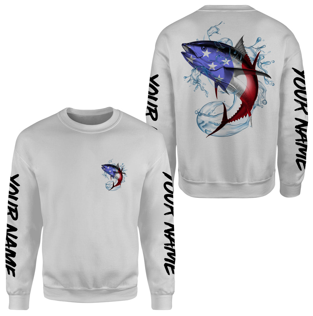 Tuna Fishing American Flag Custom All over print Sweatshirt, Patriotic Fishing gifts - HPW161