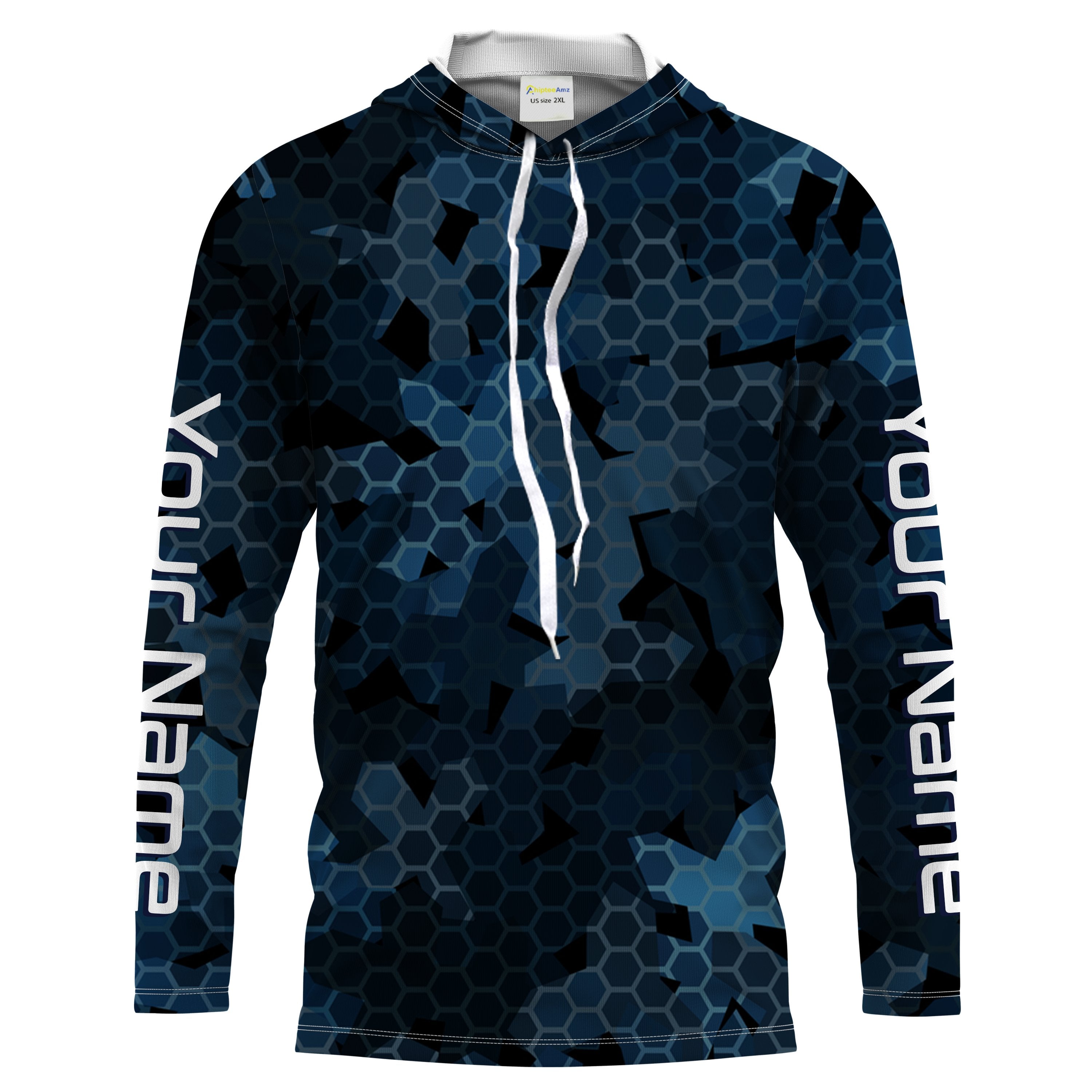 Dark blue camo Custom UV Long Sleeve performance Fishing Shirts, camouflage Fishing apparel IPHW1578