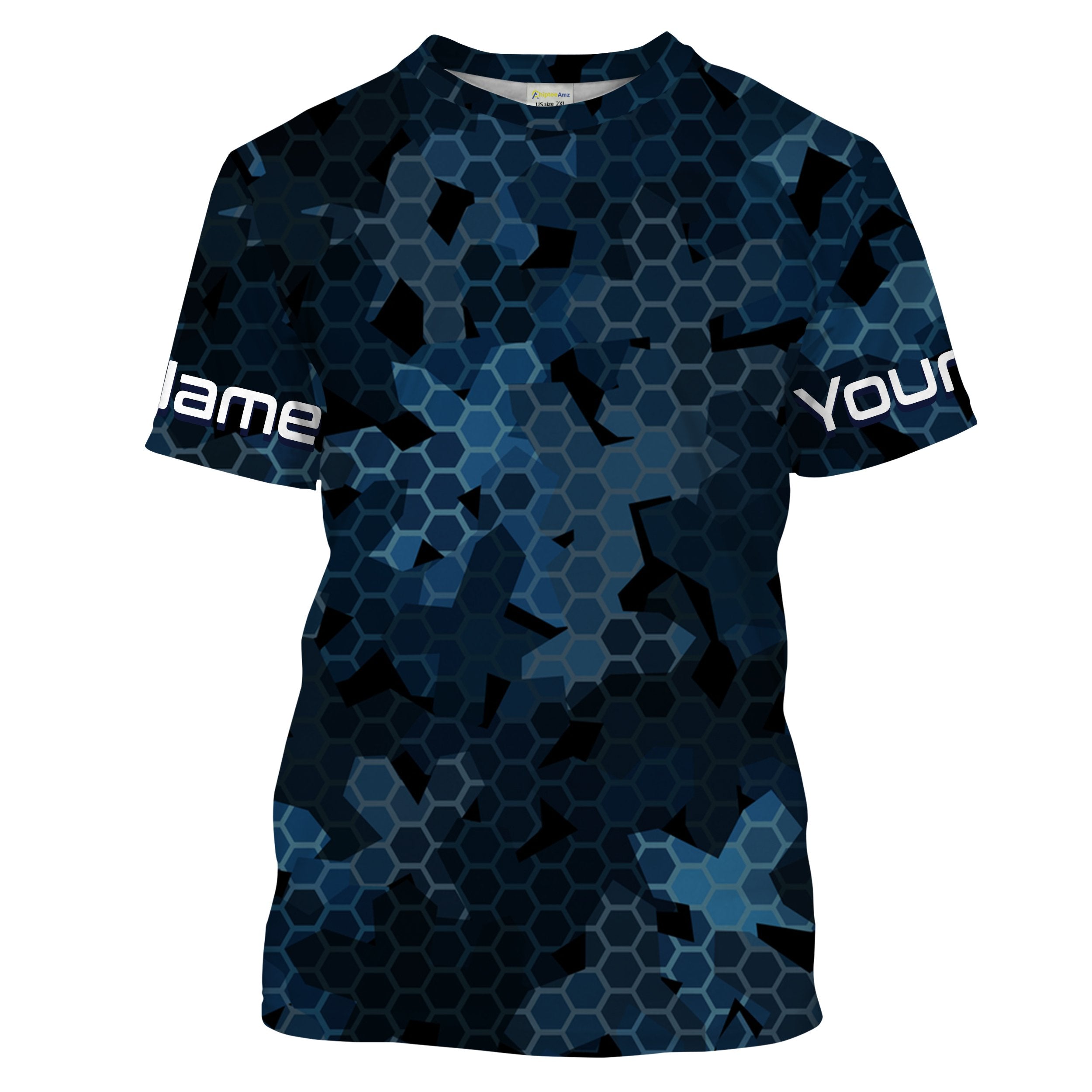 Dark blue camo Custom UV performance Fishing Shirts, camouflage Fishing tee IPHW1578