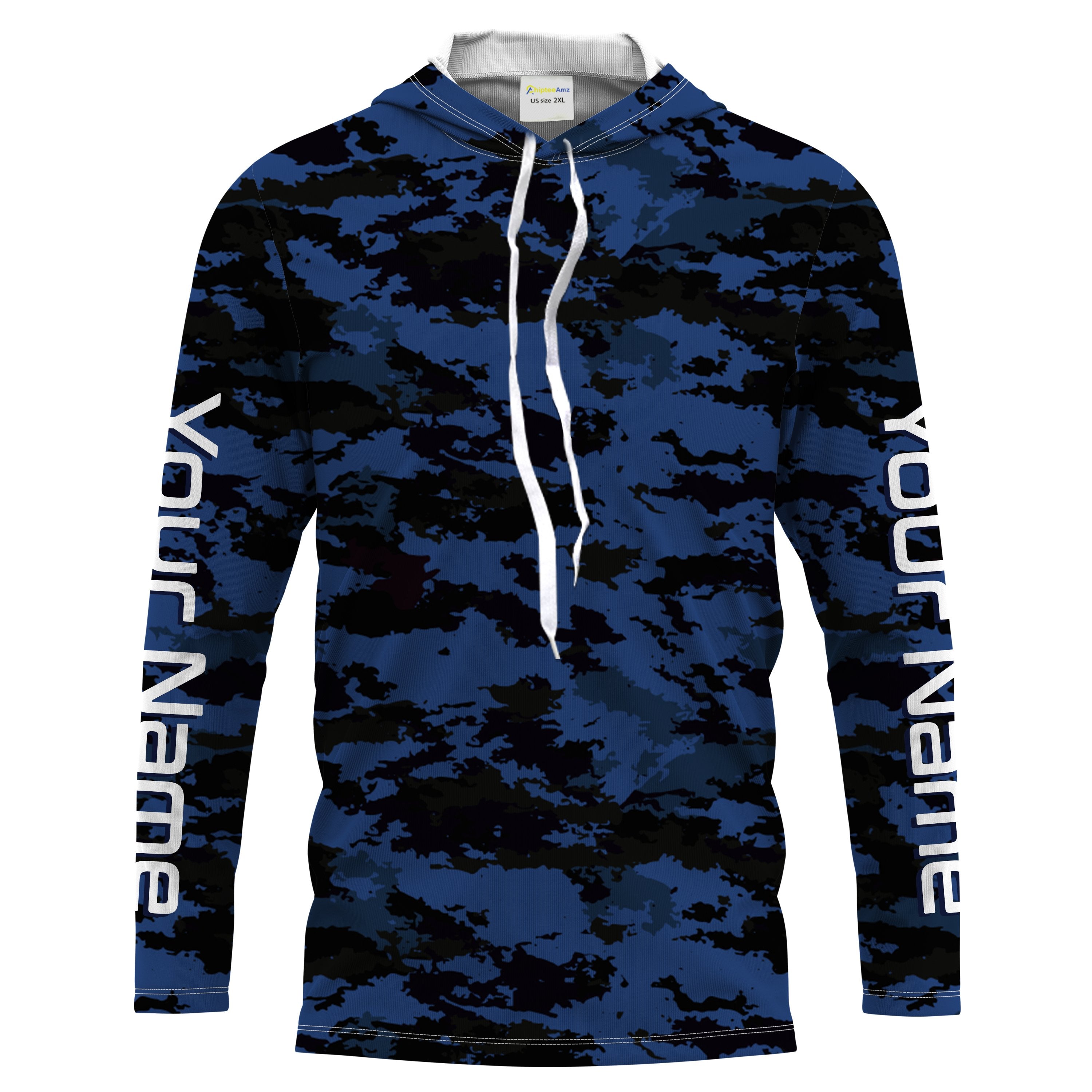 Dark blue camo Custom UV Long Sleeve performance Fishing Shirts, camouflage Fishing apparel IPHW1579