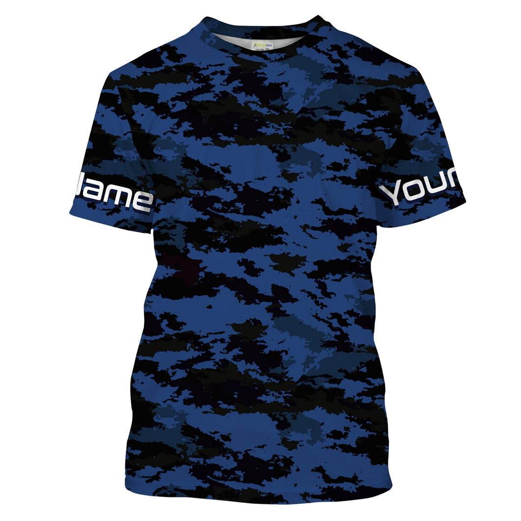 Dark blue camo Custom UV performance Fishing Shirts, camouflage Fishin