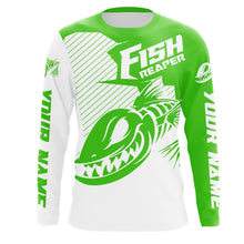 Load image into Gallery viewer, Fish reaper Custom Long Sleeve performance Fishing Shirts, Skull Fishing jerseys | black and green IPHW3129
