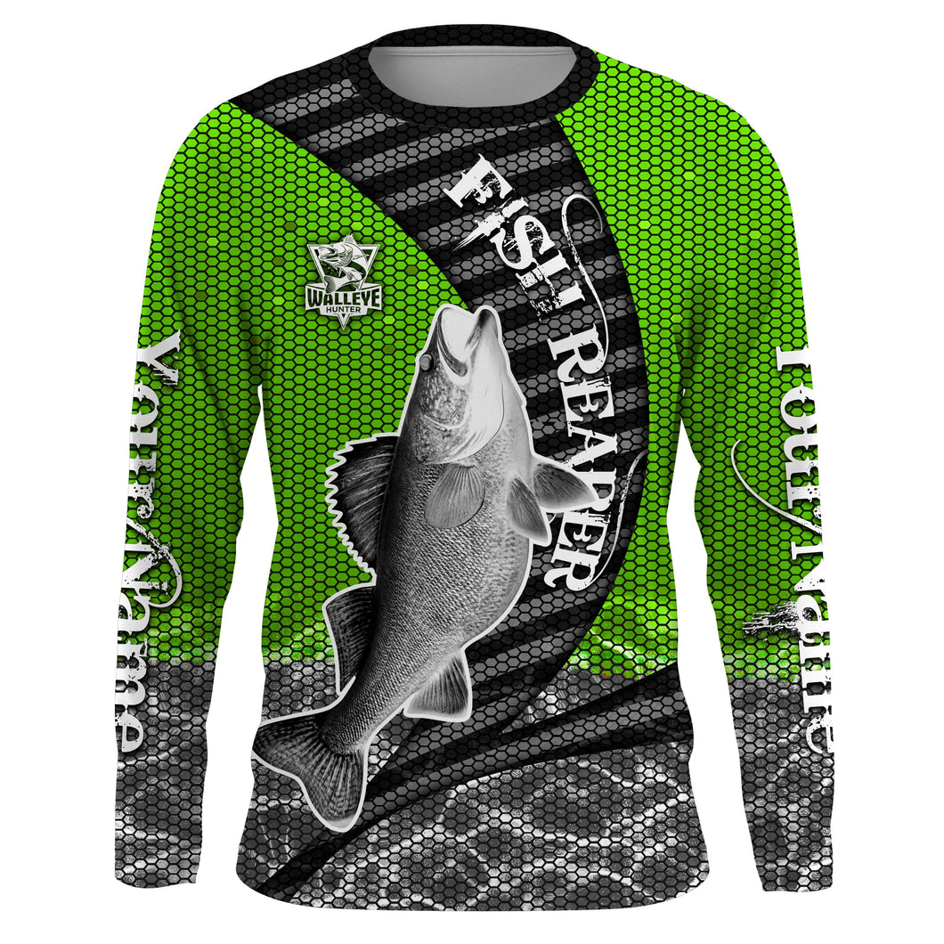 Walleye Fishing Custom performance Fishing Shirts, Walleye tournament Fishing Shirts | green IPHW1951