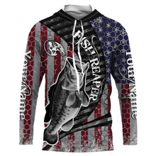 Load image into Gallery viewer, Bass Fishing American Flag Custom Long Sleeve Fishing Shirts, Personalized Patriotic Fishing gifts IPHW1958
