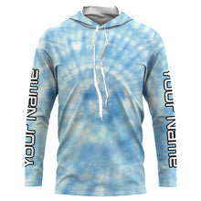 Load image into Gallery viewer, Custom blue spiral tie dye Long sleeve performance Fishing Shirts, Fishing gifts for Fisherman IPHW3584
