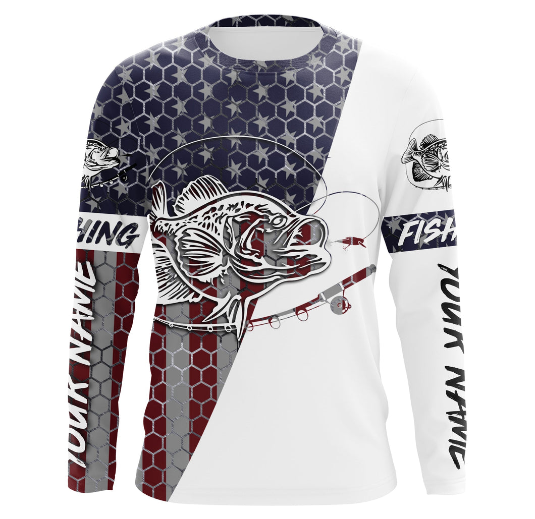 Crappie Fishing American Flag Custom Fishing shirts, personalized Patriotic Fishing jerseys IPHW2206
