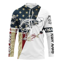 Load image into Gallery viewer, Trout Fish American Flag Custom UV Long Sleeve Fishing Shirts, Trout Fishing jerseys Patriotic Fishing apparel IPHW1594
