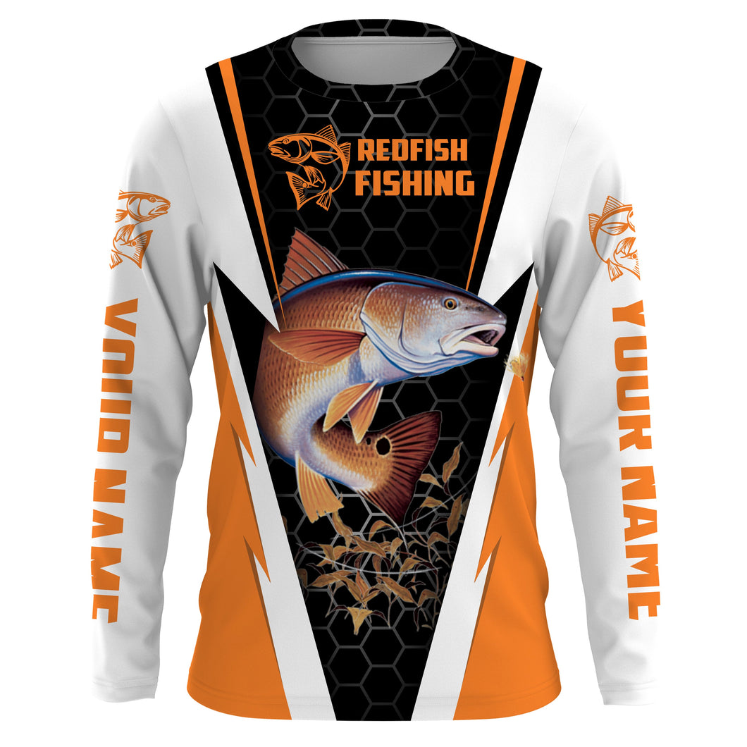 Custom Redfish Fishing jerseys, Redfish Fishing Long Sleeve Fishing tournament shirts | orange -  IPHW2064