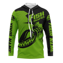 Load image into Gallery viewer, Fish reaper Custom Long Sleeve performance Fishing Shirts, Skull Fishing jerseys | green and black IPHW3157

