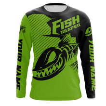Load image into Gallery viewer, Fish reaper Custom Long Sleeve performance Fishing Shirts, Skull Fishing jerseys | green and black IPHW3157
