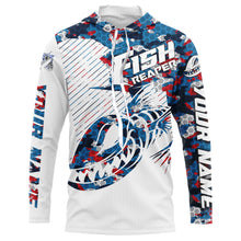 Load image into Gallery viewer, Fish reaper Custom Long Sleeve Fishing Shirts, Skull Fishing jerseys | red white blue camo IPHW3159
