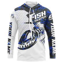 Load image into Gallery viewer, Fish reaper Custom Long Sleeve performance Fishing Shirts, Skull Fishing jerseys | blue camo IPHW3160
