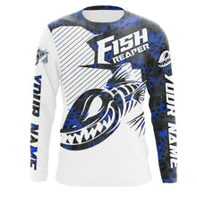 Load image into Gallery viewer, Fish reaper Custom Long Sleeve performance Fishing Shirts, Skull Fishing jerseys | blue camo IPHW3160
