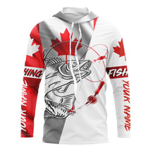Load image into Gallery viewer, Canada Flag Walleye Fishing Custom long sleeve performance Fishing Shirts, Walleye Fishing jerseys IPHW2852
