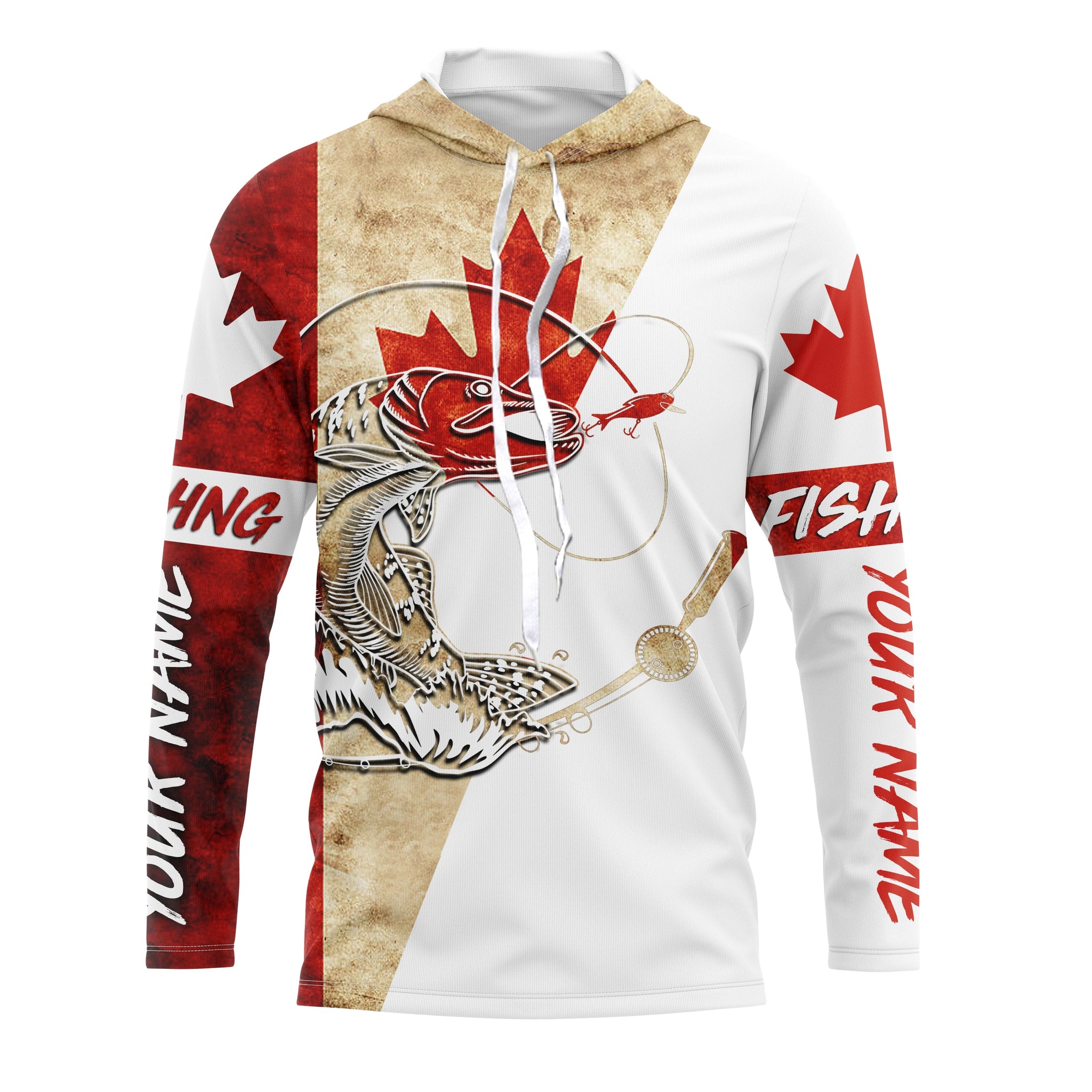 Musky fishing Canadian flag Custom sun protection Long sleeve