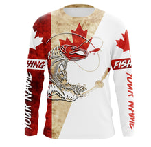 Load image into Gallery viewer, Canada flag Northern Pike Custom long sleeve performance Fishing Shirts, Pike Fishing jerseys IPHW2970
