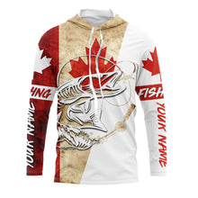 Load image into Gallery viewer, Canada Flag Musky Fishing Custom long sleeve performance Fishing Shirts, Muskie Fishing jerseys IPHW2971
