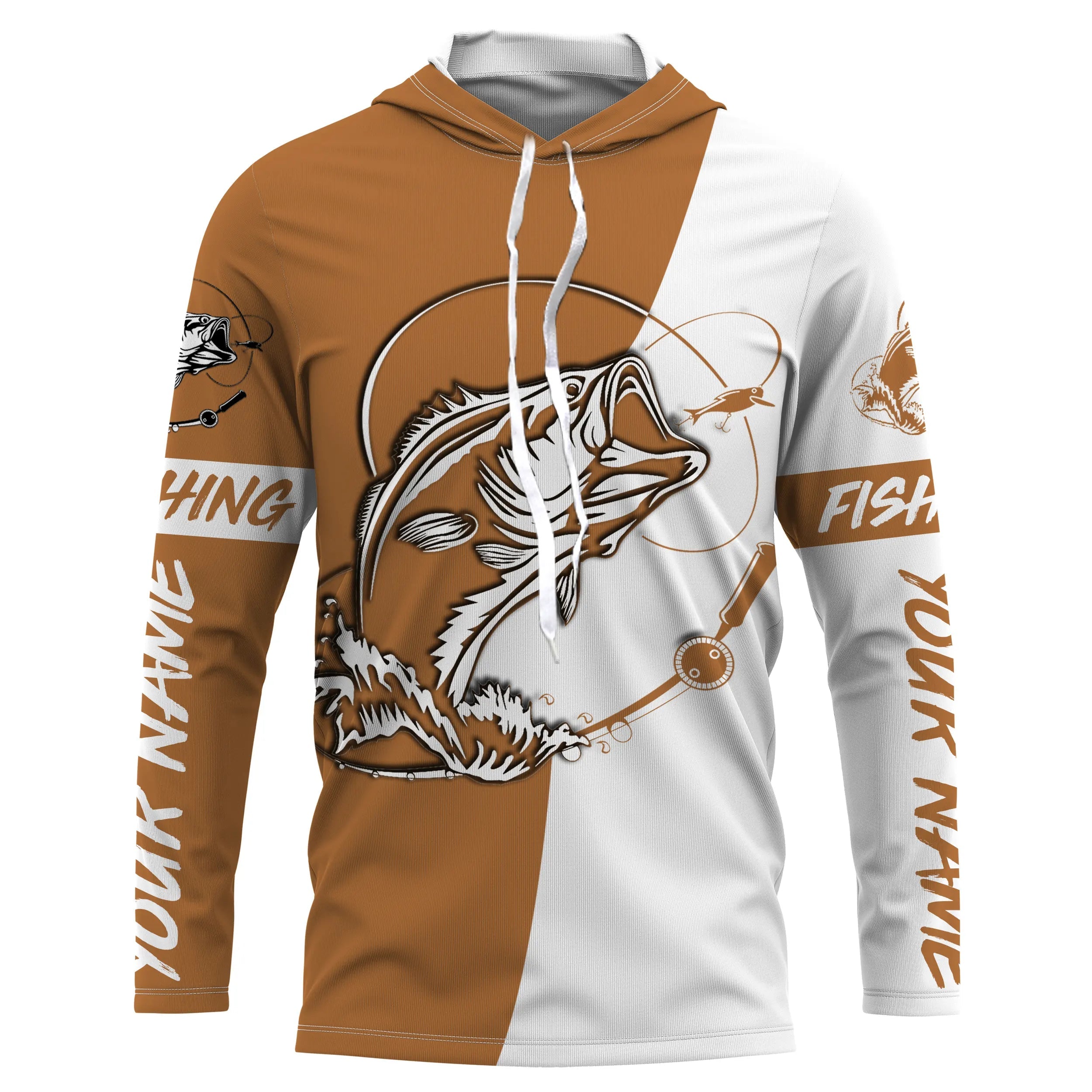 Personalized Bass Long sleeve Fishing Shirts, Bass Fall season Fishing Shirts | leather brown IPHW3606