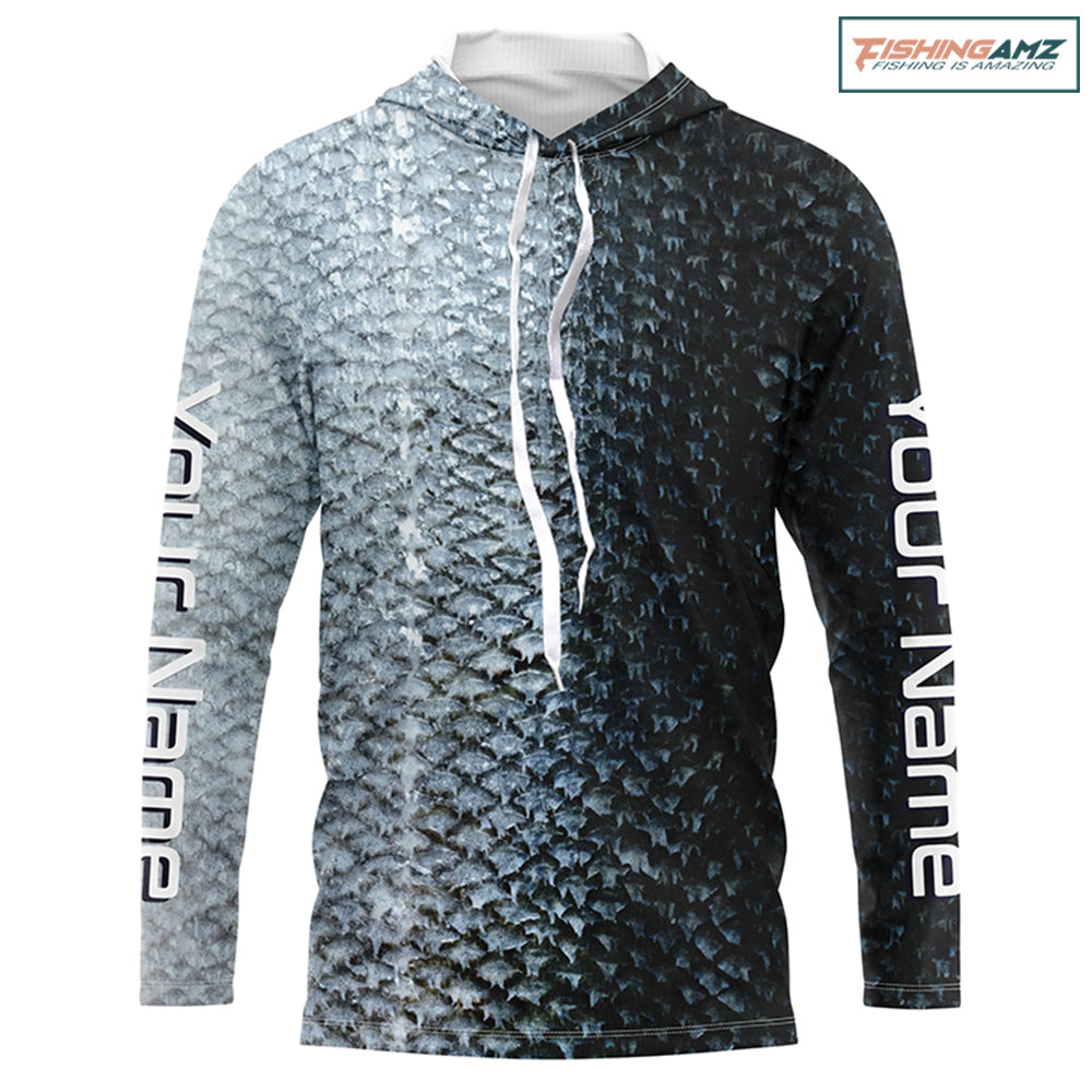 Chinook King Salmon Fishing Scales Custom Long Sleeve Fishing Shirts, Salmon Fishing Jerseys IPHW3986