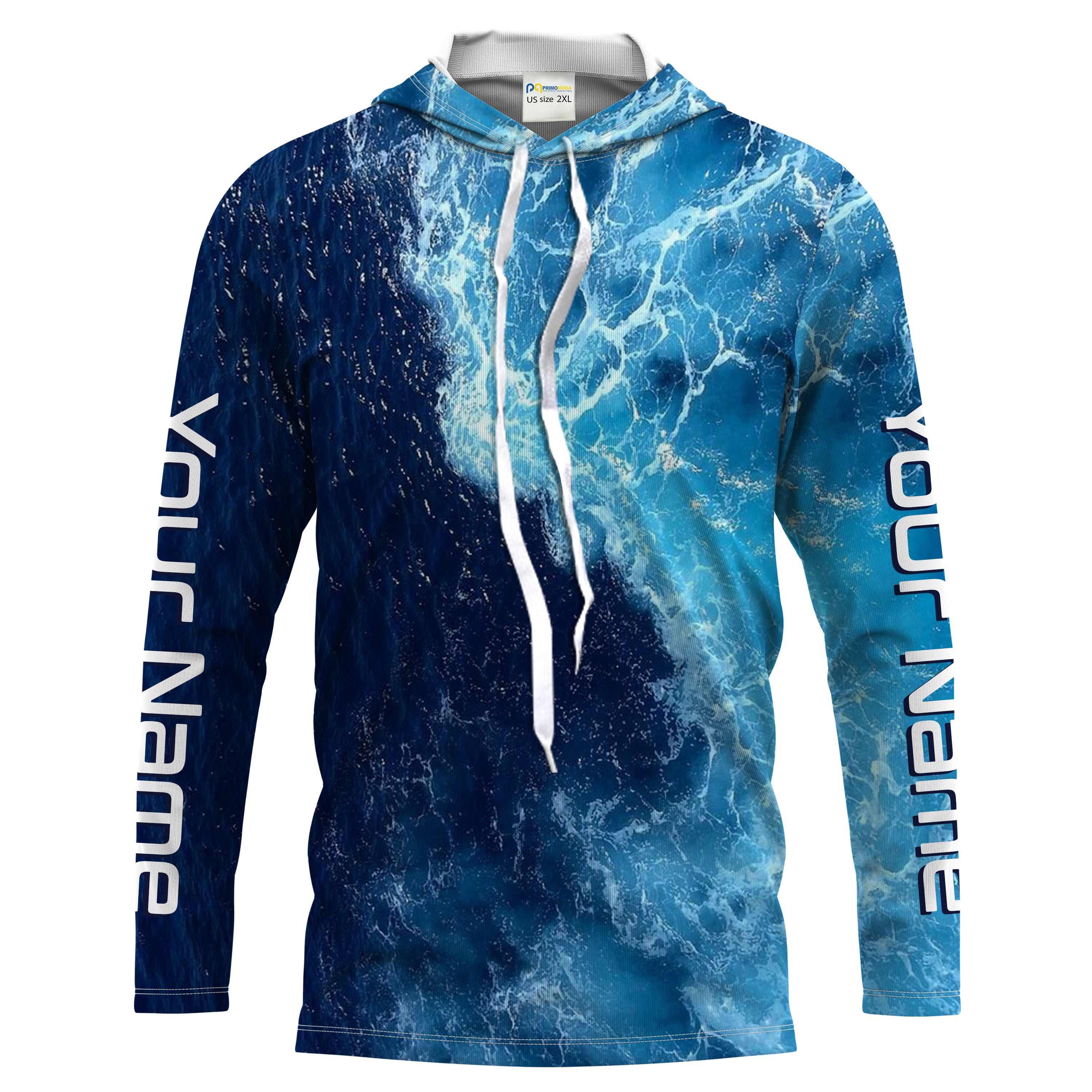 Beautiful Custom Saltwater Long sleeve Fishing Shirts UV Protection, Sea wave camo Fishing Shirts - HPW182