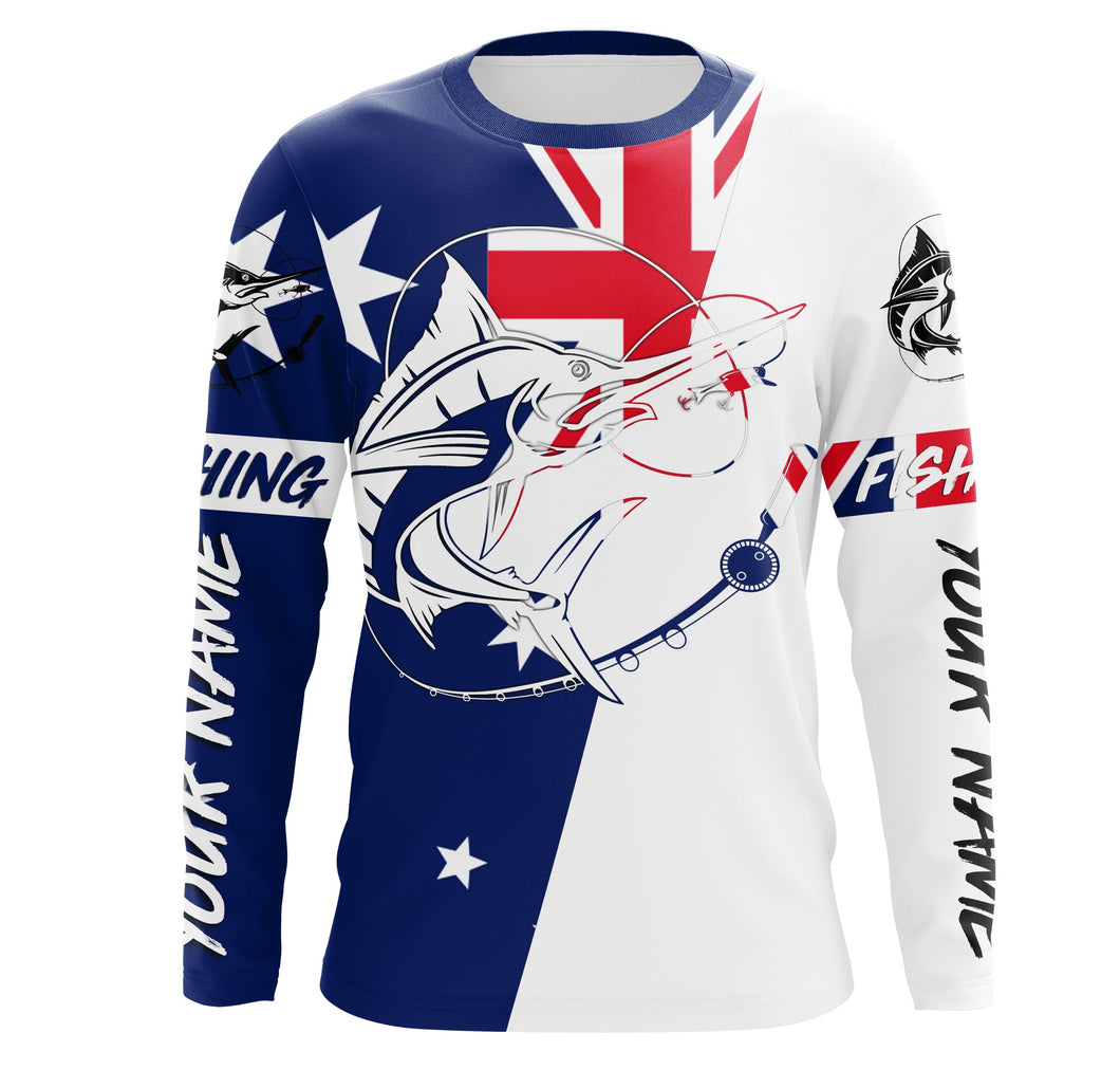 Australian flag Swordfish Custom Long Sleeve performance Fishing Shirts, Swordfish Fishing jerseys IPHW2882