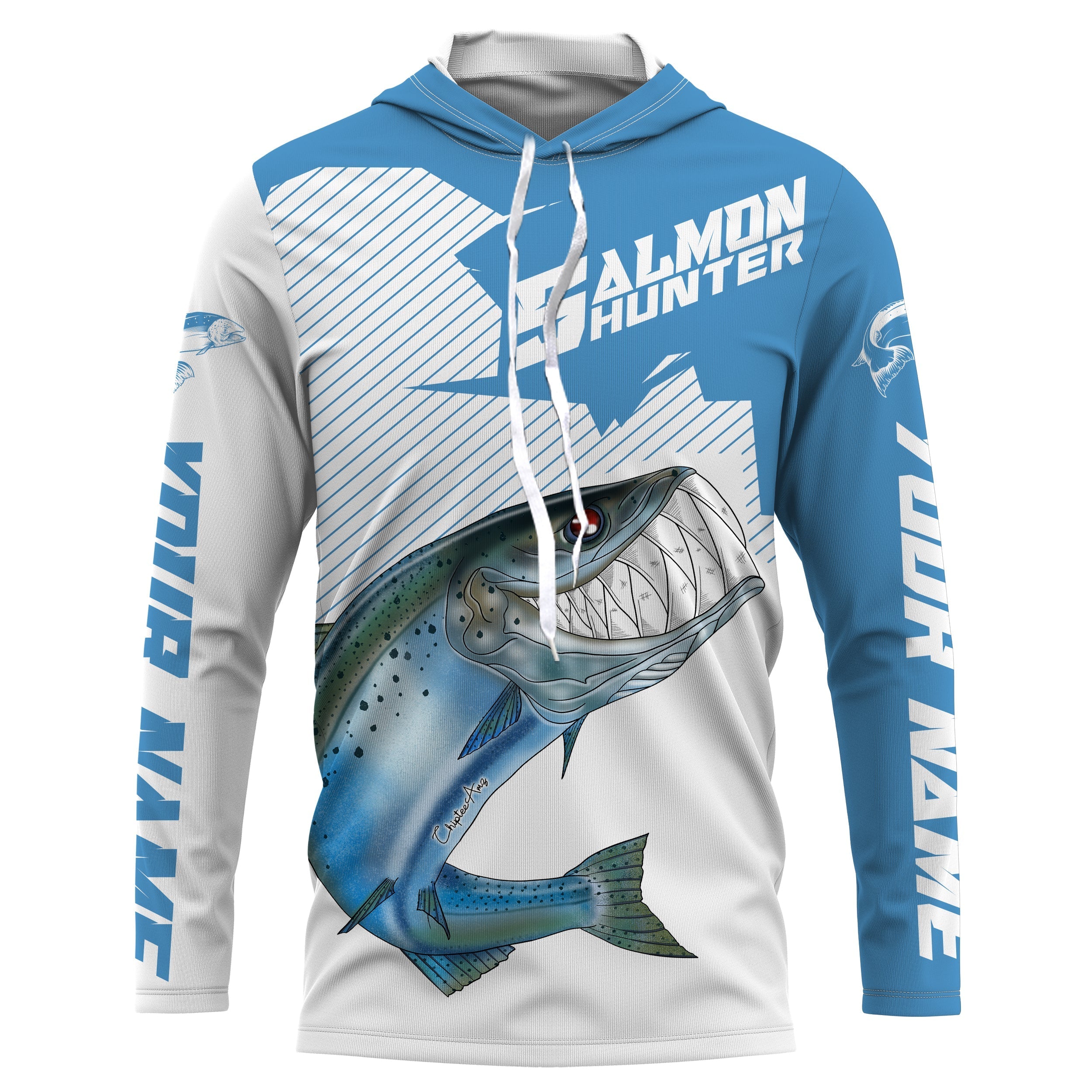 Angry Chinook King Salmon Custom Long sleeve Fishing Shirts, Salmon hunter Fishing jerseys IPHW3324