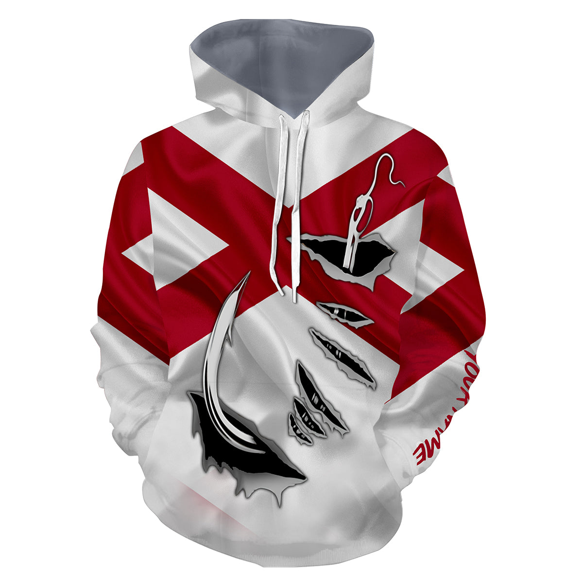 Alabama Flag Fish Hook custom All over print Hoodie Fishing Shirts - Customized Fishing All over printed Shirts - HPW45